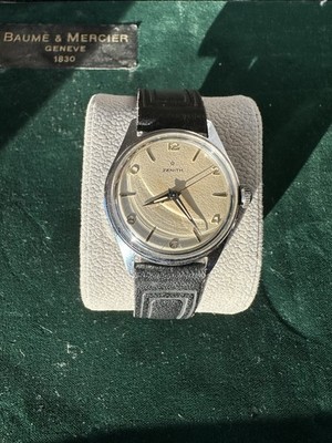 Vintage ZENITH Uhr mechanisch - creme patiniertes Zifferblatt - Stahl - 50/60er Jahre