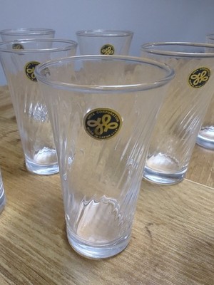 Hoya Crystal Glasses for sake, shot, cordial - Set of 8 Made in Japan Swirl EUC