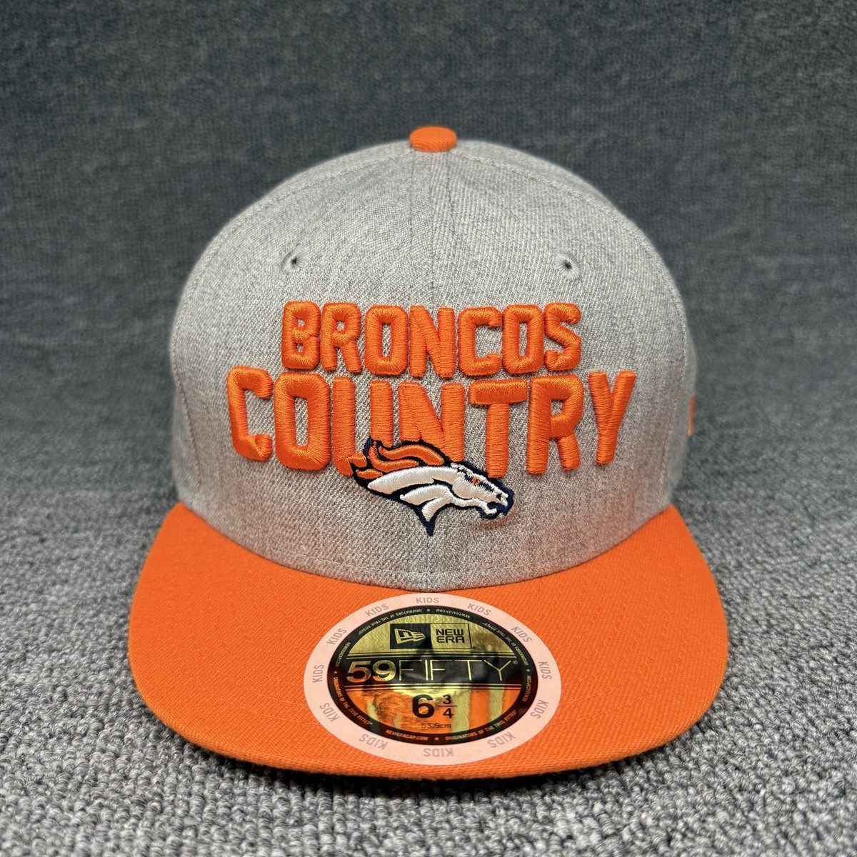 New Era Denver Broncos 59FIFTY Kids Fitted Hat 6 3/4 Gray Orange Broncos Country