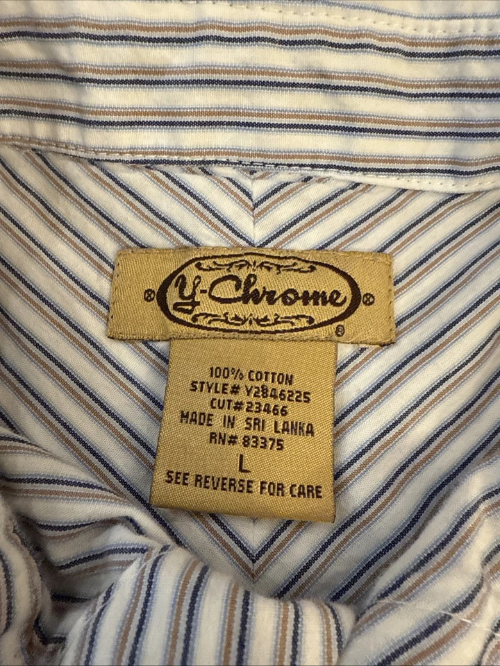 Camisa vintage a rayas cromada en Y con botones talla grande Foto 3 de 4