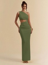 White Asymmetrical High Slit Maxi Dress