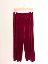 Vintage Whimsigoth Crushed Velvet Pants Womens M Wide Leg Grunge 90s Y2K