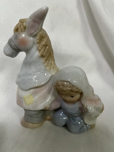 Vintage 1996 Cosmos Nativity Set Scrne 7 piece Christmas Children Porcelain GUC - 第 5/6 張圖片