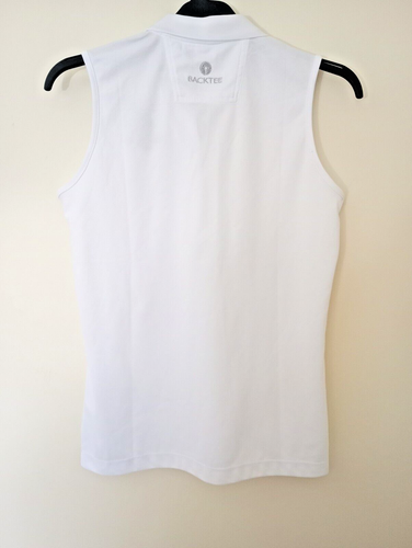 Womens Backtee Golf Sleeveless Collared Golf Top Size Large White - Immaculate - Picture 2 of 6
