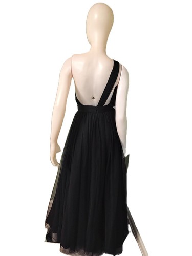 ASOS Black One Shoulder Prom Formal Special Occasion Tulle Dress-Size 6 - Picture 3 of 3