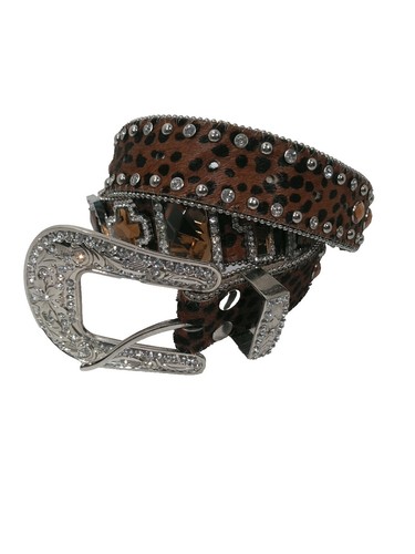 BHW LEATHER BELT Silver Starbursts Rhinestones Western Rodeo ~ 40\