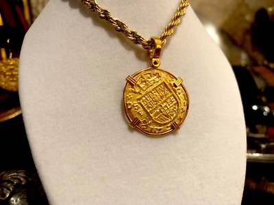 NECKLACE COLOMBIA 2 ESCUDOS 1622 ATOCHA PENDANT COIN JEWELRY