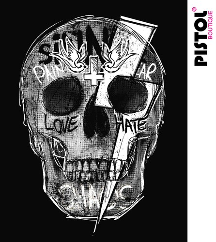 Pistol Boutique Herren schwarz GRAFFITI SKULL LIGHTNING Freizeit Sweatshirt Pullover - Bild 2 von 12