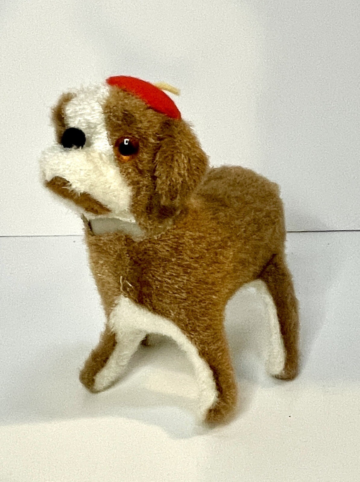 Vintage Fuzzy Windup Flipping Dog Toy with Beret Hat, Tested Works eBay