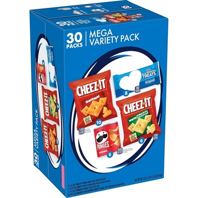 Kellogg's Cheez-It, Pringles & Rice Krispies Treats Snacks Mega 30.1oz, 30 Count