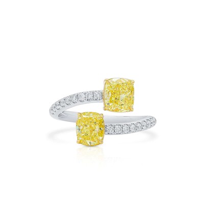 Natural Real Fancy Yellow Diamond Ring 2.25Ct Cushion Cut GIA Certified 18K Gold