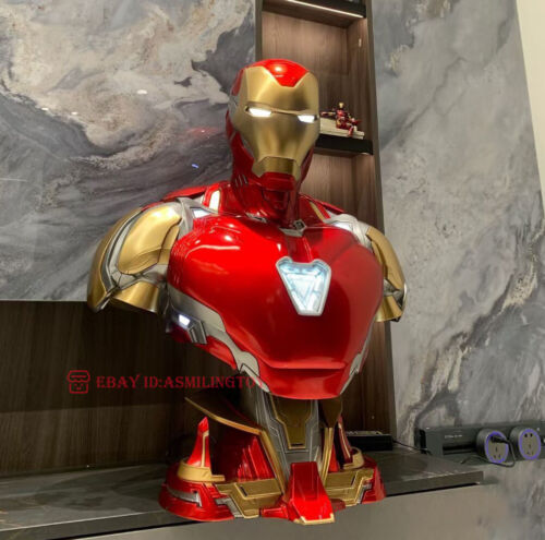 1/1 Queen Studios Avengers Endgame MK85 Iron Man Led Bust Statue Tony In Stock - 第 1/7 張圖片