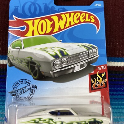 Hot Wheels Flames Series 4/10 '69 Ford Torino Talladega – 1:64 Scale Die-Cast Car (White) - View #13