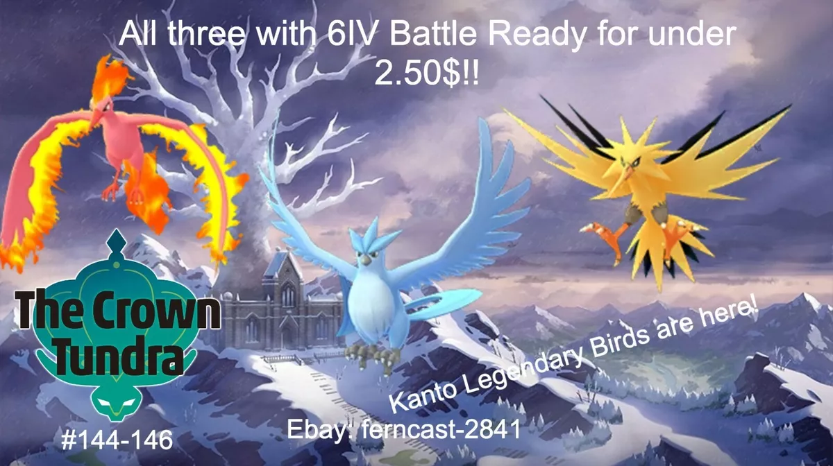 Shiny 6IV Articuno Zapdos Moltres Legendary Birds Pokemon 