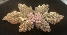 Vintage Stylish Gold Tone Faux Pearl Dress Belt Buckle