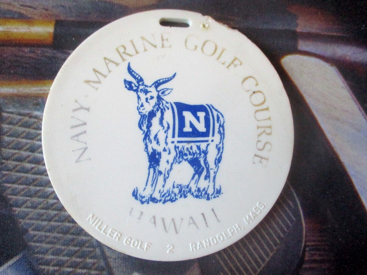 vtg - PGA Golf Bag Tag - NAVY MARINE GOLF COURSE gc - 1970s