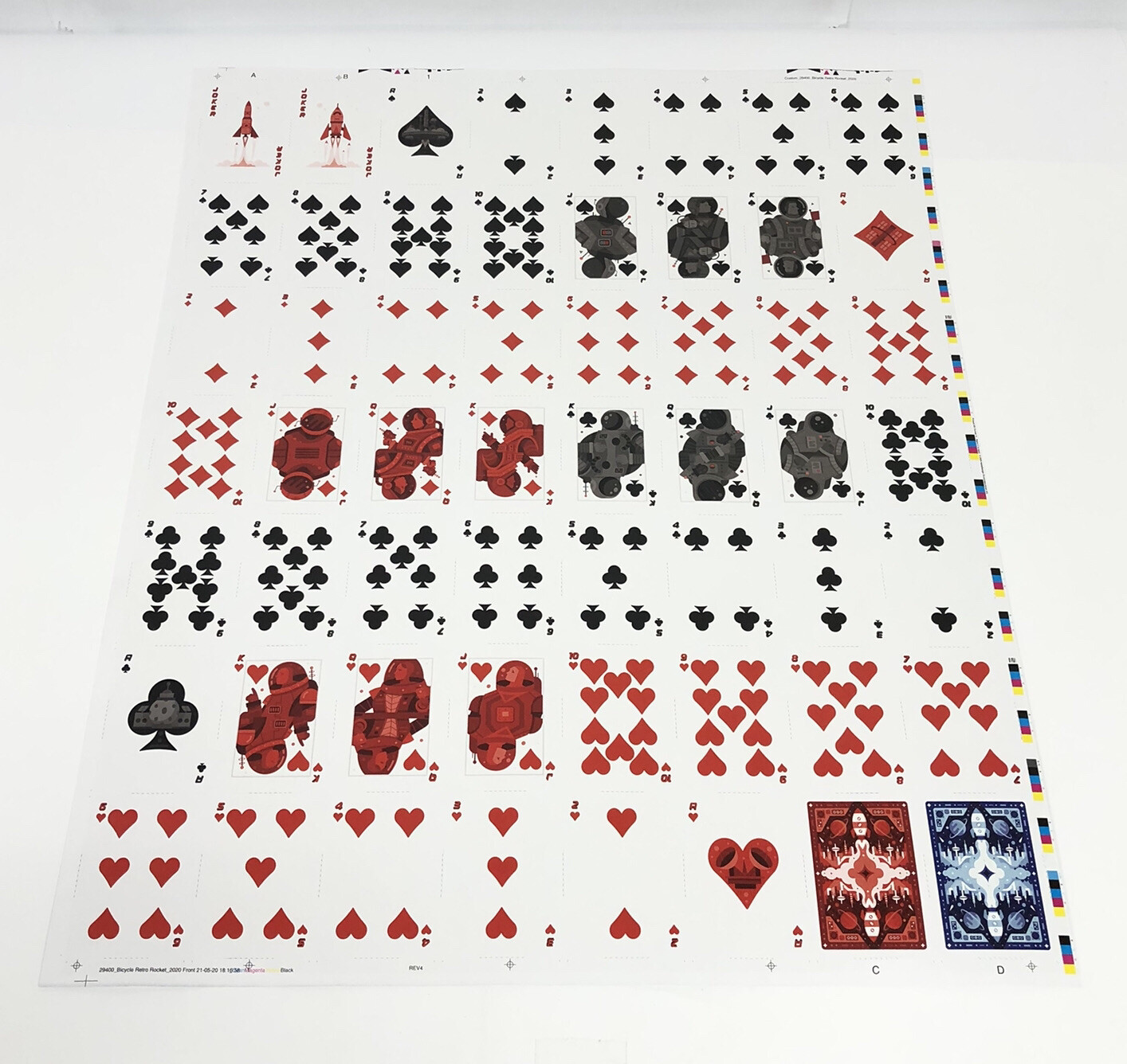 Bicycle Retro Rocket Uncut Sheet of Playing Cards Nostalgic Space