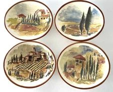 Set of 4 - WSO132 WILLIAMS-SONOMA Individual Dip Bowl VILLA LANDSCAPE Paysage