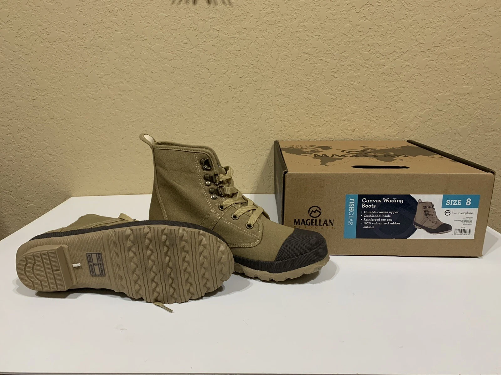 Magellan Outdoors Men's Canvas Wading Boots Size 8 WDB1001 NIB