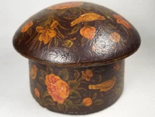 Americana American Folk Art Mushroom Shape Polychrome wood  Floral & Avian decor