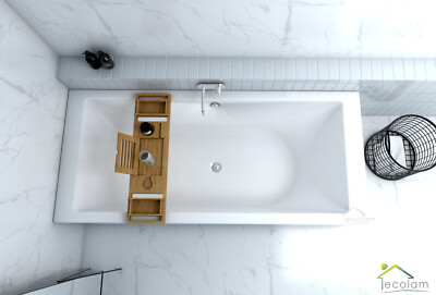 Badewanne Tami Wanne Rechteck 200x90 Ablage Bambus Styroporverkleidung  Ablauf | eBay.de