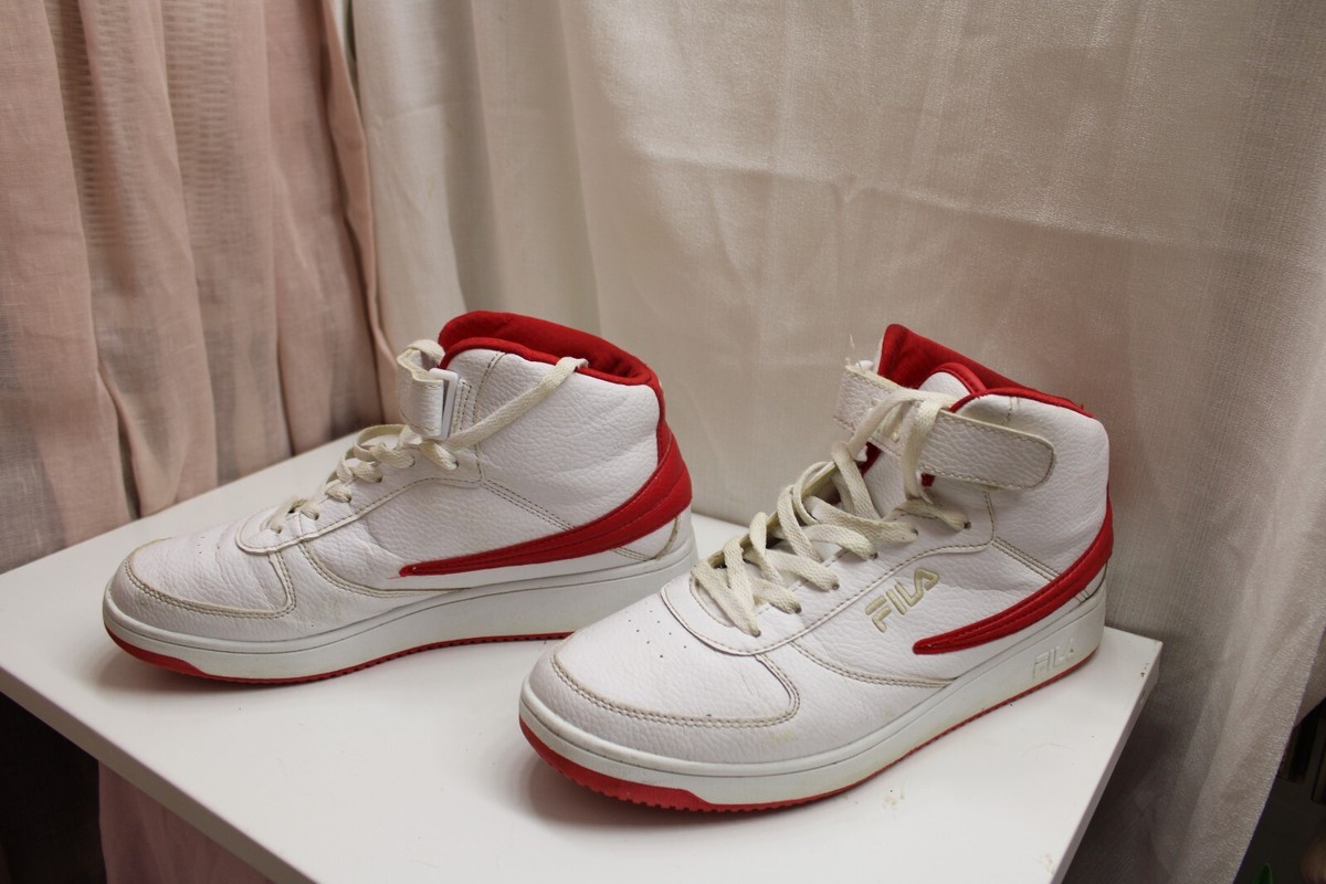FILA Mens Size 9.5 Tennis Shoes 1CM00540-128 High Top White Red Lace Up Fila High Top White/Red Sneaker Shoes 1CM00540-128 Men main image 2