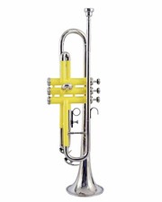 ÉLÉGANTE TROMPETTE DE LUXE JAUNE NICKELÉ ÉTUDIANT Bb PITCH TROMPET + EMBOUT B...