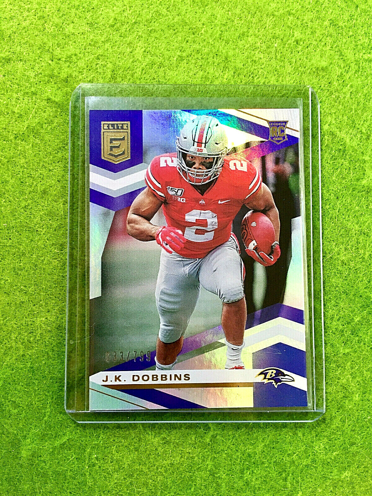 JK DOBBINS PRIZM ROOKIE CARD JERSEY 2 OSU /799 SP RAVENS 2020 Panini