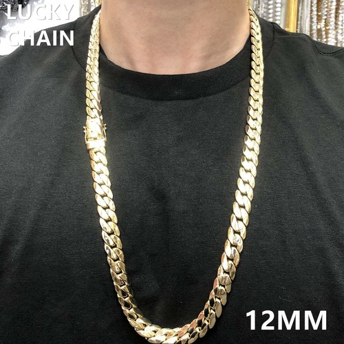 14K GOLD FINISH MIAMI CUBAN LINK HEAVY CHAIN NECKLACE 30''x12mm 180g - Picture 7 of 7