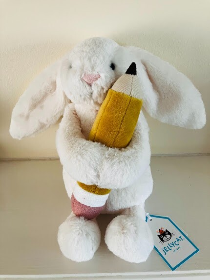 JELLYCAT I AM BASHFUL BUNNY WITH PENCIL BRAND NEW WITH TAGS