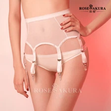 Rose Sakura Plain Color 6 Strap Vintage Suspender Garter Belts White Black #7369