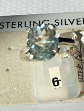 SIZE 6.5 Aquamarine ring 3.12 ct. oval in a classic 925 Sterling Silver setting