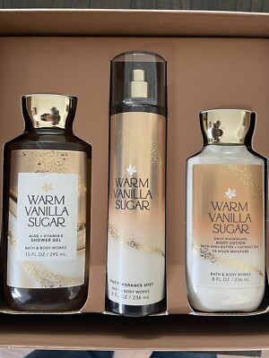Bath & Body Works Warm Vanilla Sugar Body Mist Body Wash & Body Lotion Set of 3