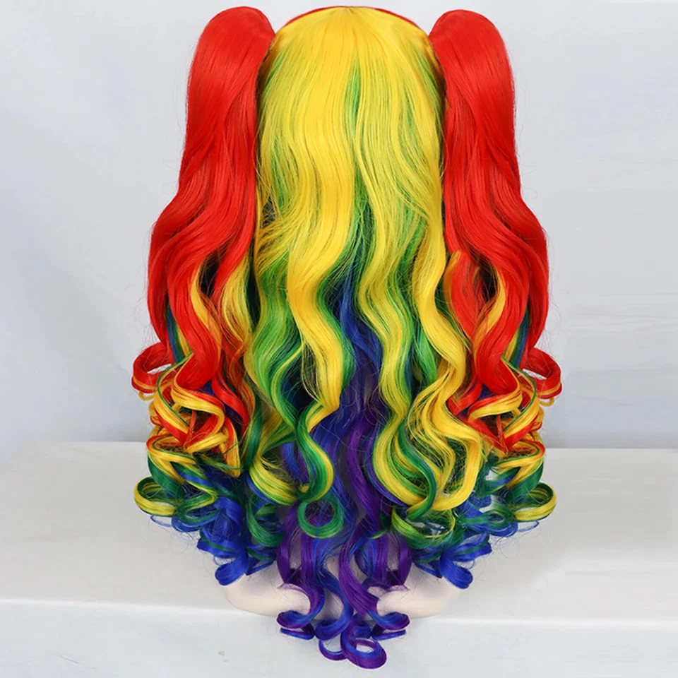 Peluca Cosplay Cola de Caballo Sintética Larga Color Peluca Rizada con Doble Cola de Caballo Foto 2 de 4