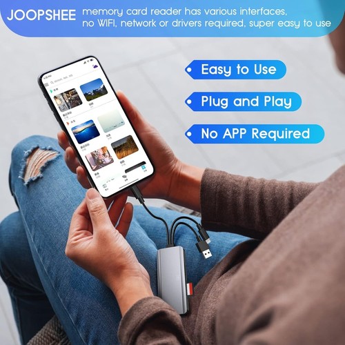 5-in-1 Aluminum Multi Memory Card Reader for iPhone, iPad, USB C & A Devices - Picture 6 of 8