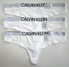 SET of 3 CALVIN KLEIN White Cotton TANGA THONG Underwear Panties 2X QF5493-100
