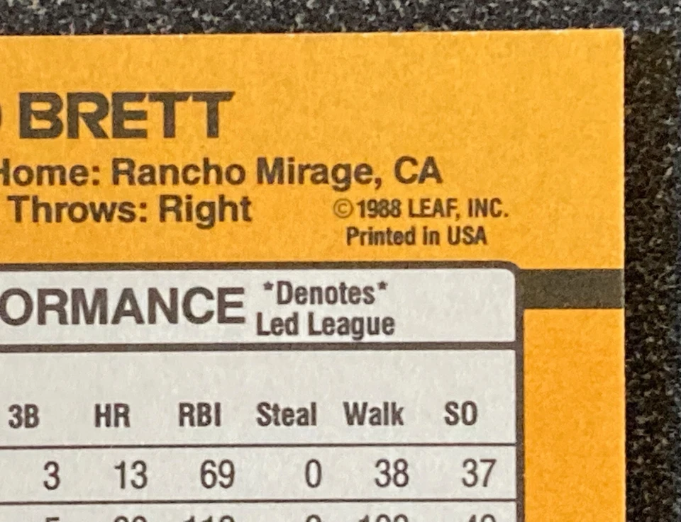 Tarjeta de error Donruss MVP 1989 #BC 7 George Brett muy rara BlueDots DoubleAsterisk Foto 4 de 4