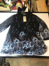 Timeson Women's Casual 3/4 Sleeve Tunic Tops Floral Double Layers Blouses Loose 