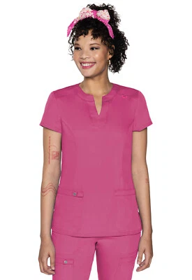 Raspberry Tart Med Couture Touch Scrubs Split Roud Neck Top MC607 RSPT - Image 1 of 4