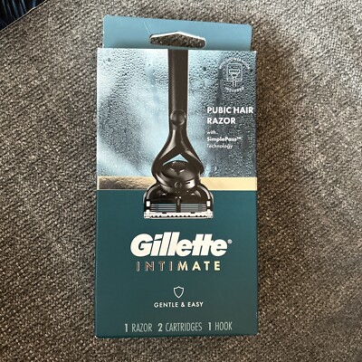 New Gillette Intimate Pubic Hair Razor w/ Shower Hook & Refill Cartridges