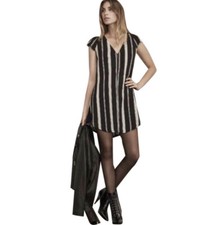 REFORMATION Elton Striped Black Cream Mini Dress Size S