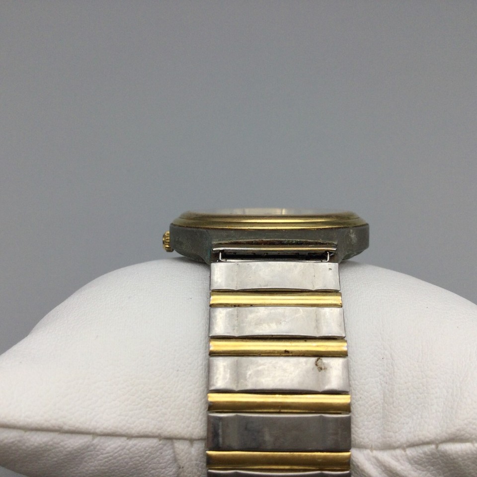 Vtg Mathey Tissot Watch Men 37mm Silver Gold Tone Date Stretch Band New