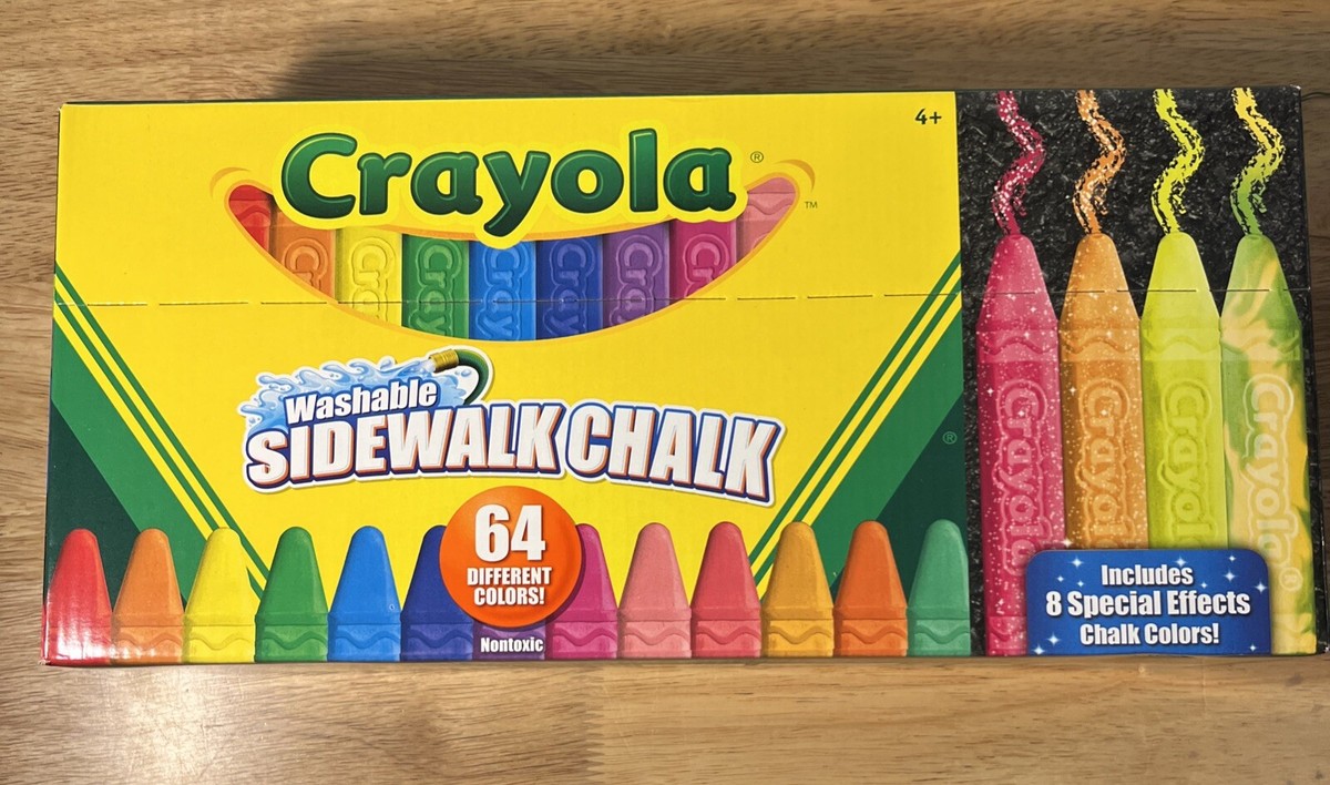 Crayola Washable Sidewalk Chalk 64 Ct Assorted Special Effect Colors NEW
