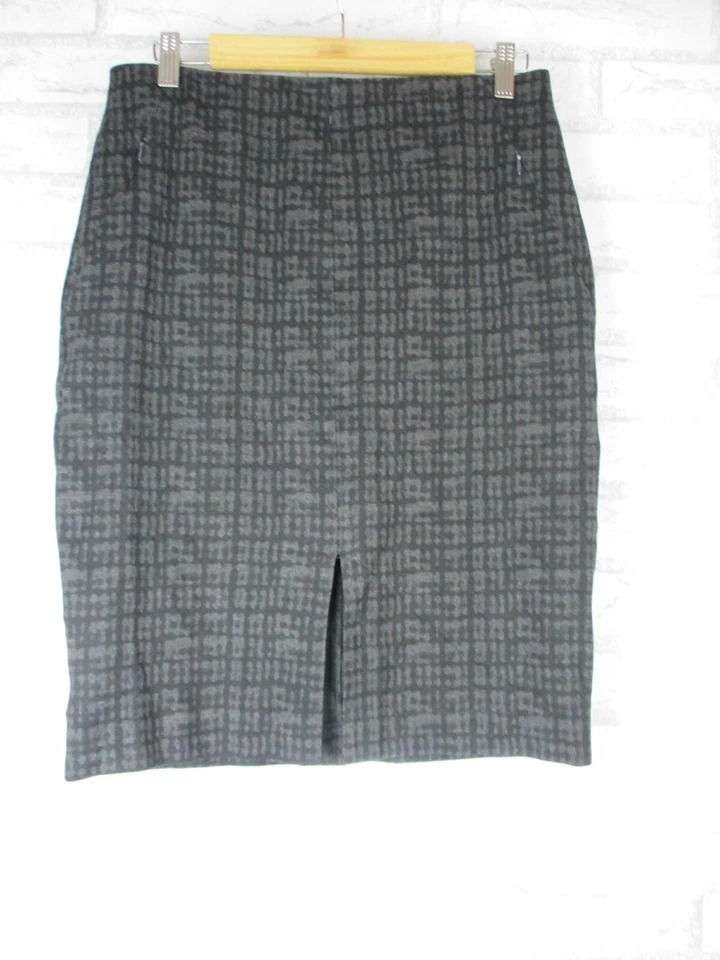 Sportscraft pencil skirt Black grey print 10 womens back slit  - Image 2 of 4