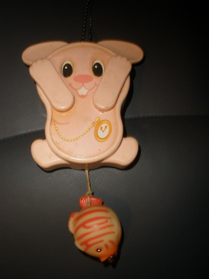TOMY Musical Peek-a-Boo Bunny Baby Pull Toy 1980 Plays Brahms