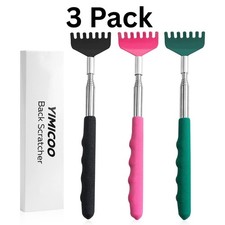 3 Pack Extendable Back Scratcher, Stainless Steel Portable Telescoping B