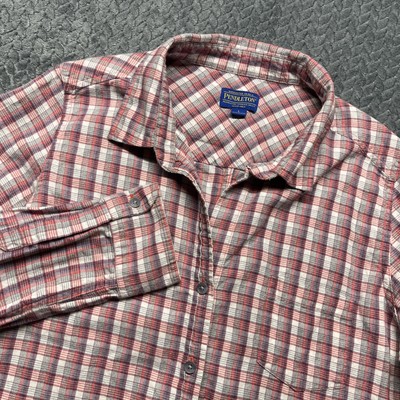 Pendleton Women s Plaid Shirt Large Red Gray White Purple Flannel Button Up