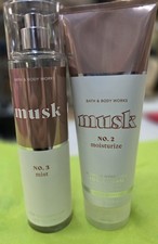 Bath  Body Works MUSK Fragrance Mist Spray  Body Cream 8 oz 2pc Set