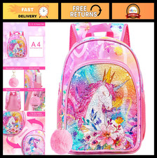 Cute Unicorn Sequin Toddler Backpack 12" - Preschool Bookbag for Girls, Kinderga
