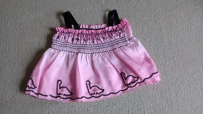 BABW Build a Dino Bear Clothes Pink Shirred Tank Top Black DInosaur Sequin Hem
